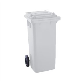 Contentor 120L Plástico 2 Rodas Branco Tampa Branca