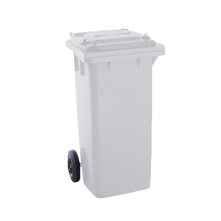 Contentor 120L Plástico 2 Rodas Branco Tampa Branca