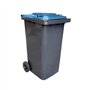 Contentor 120L Plástico 2 Rodas Cinzento Tampa Azul