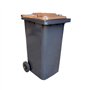 Contentor 120L Plástico 2 Rodas Cinzento Tampa Castanha