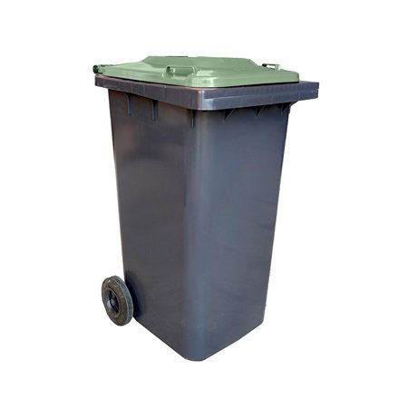 Contentor 120L Plástico 2 Rodas Cinzento Tampa Verde