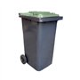 Contentor 120L Plástico 2 Rodas Cinzento Tampa Verde