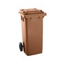 Contentor 120L Plástico 2 Rodas Castanho Tampa Castanha