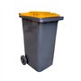 Contentor 120L Plástico 2 Rodas Cinzento Tampa Laranja