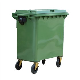 Contentor 800L Plástico 4 Rodas Verde c/Tampa Verde