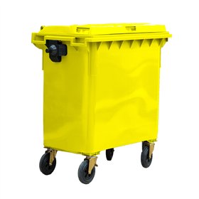 Contentor 800L Plástico 4 Rodas Amarelo c/Tampa Amarelo