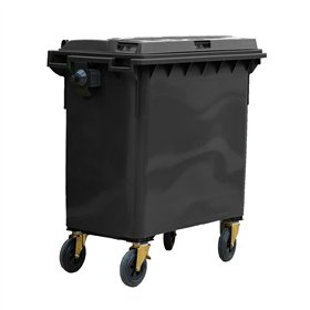 Contentor 800L Plástico 4 Rodas Cinza c/Tampa Cinza