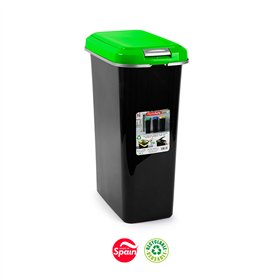 Contentor 25L Plástico Preto Tampa Verde