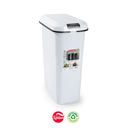 Contentor 25L Plástico Branco Tampa Branco