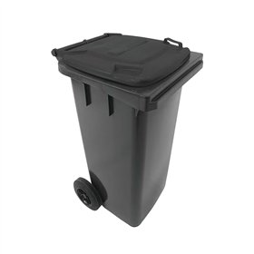 Contentor 120L Plástico 2 Rodas Cinza Escuro Tampa Cinza