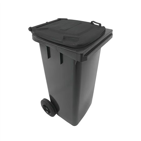 Contentor 120L Plástico 2 Rodas Cinza Escuro Tampa Cinza