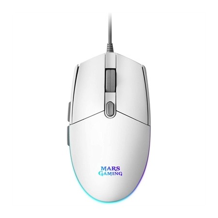 Mouse mouse mars gaming mmgw óptico usb 6 botões 3200dpi rgb branco