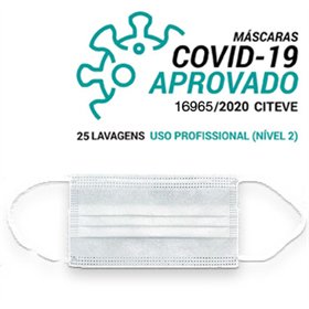 Máscara Reutilizável 25 Lavagens Adulto Branco Nivel 2 - 3un