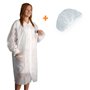 Bata de Proteção + Touca Descartáveis Branco 1un