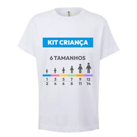 Kit Amostra - T-Shirt Criança Branco Vários Tamanhos 6un