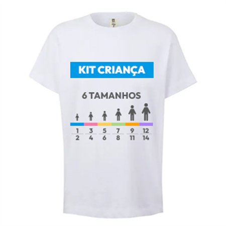 Kit Amostra - T-Shirt Criança Branco Vários Tamanhos 6un