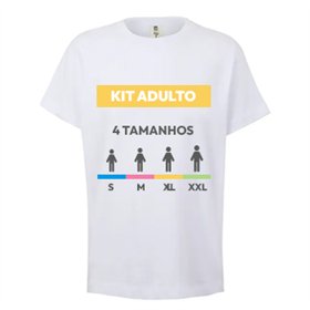 Kit Amostra - T-Shirt Adulto Branco Vários Tamanhos 5un