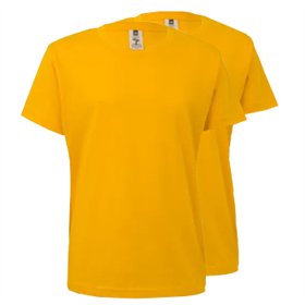T-Shirt Criança Algodão 155g Amarelo Tamanho 5/6 Pack 2un