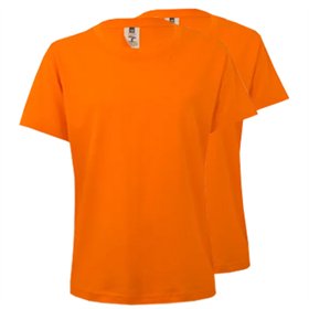 T-Shirt Criança Algodão 155g Laranja Tamanho 7/8 Pack 2un