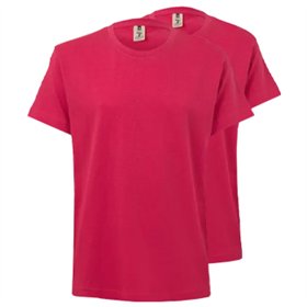 T-Shirt Criança Algodão 155g Rosa Forte Tamanho 3/4 Pack2