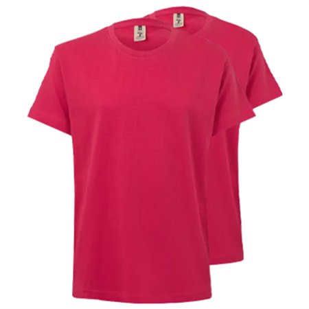 T-Shirt Criança Algodão 155g Rosa Forte Tamanho 3/4 Pack2