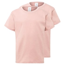 T-Shirt Criança Algodão 155g Rosa Pastel Tamanho 3/4 Pack2