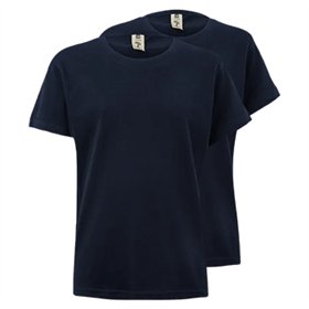 T-Shirt Criança Algodão 155g Azul Navy Tamanho 3/4 Pack 2un