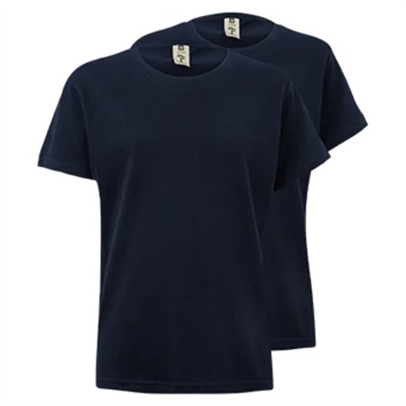 T-Shirt Criança Algodão 155g Azul Navy Tamanho 7/8 Pack 2un