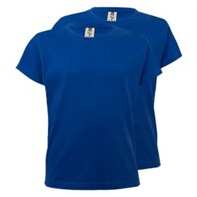 T-Shirt Criança Algodão 155g Azul Índigo Tamanho 5/6 Pack2