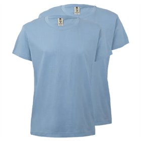 T-Shirt Criança Algodão 155g Azul Skye Tamanho 1/2 Pack2