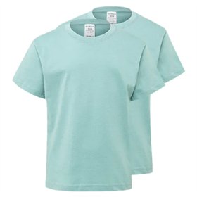 T-Shirt Criança Algodão 155g Verde Pastel Tam 1/2 Pack 2un