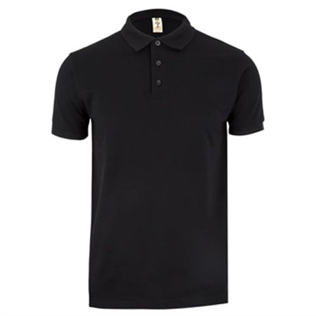 Polo Manga Curta Adulto Preto Tamanho L