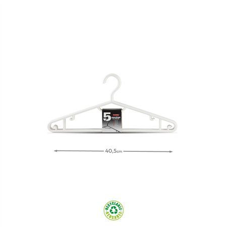 Cabide 40,5x18x3,3cm Branco 5un