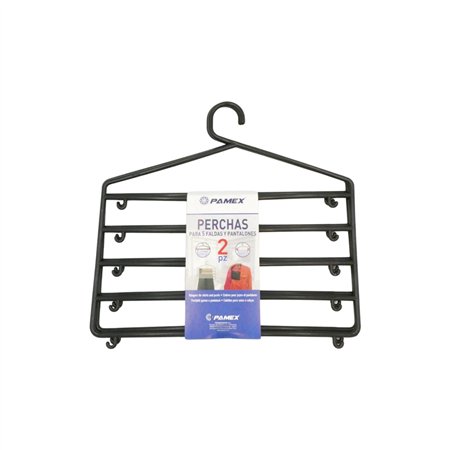 Cabide Saias e Calças 5 Compartimentos Plástico Preto 2un