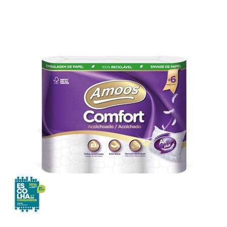 Papel Higiénico Doméstico 18mts 3Fls 48g Acolchoado 6 Rolos