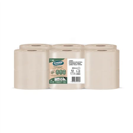 Papel Higiénico (Jumbo) 120mts 2Fls 30g Amoos Naturally 12un