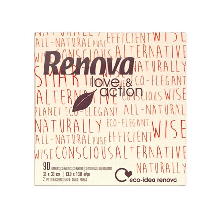 Guardanapos 33x33 2Fls Reciclados Renova Love&Action 90un