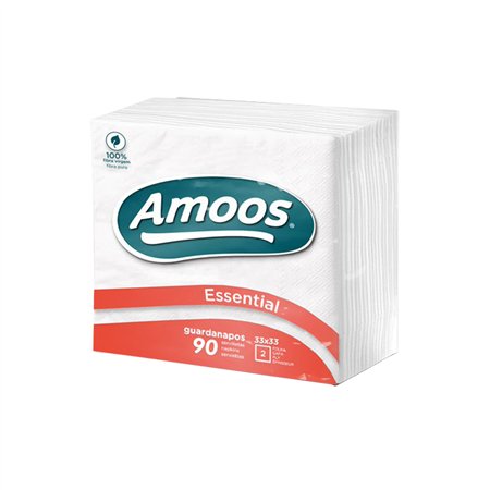 Guardanapos 33x33 2Fls Branco Amoos 90un