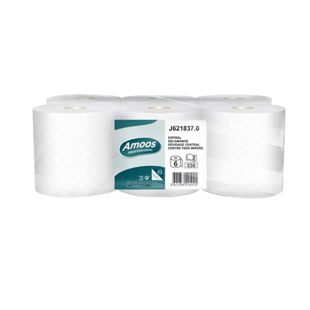 Rolo Toalhas Mão 175mx20cm 33g 2Fls AMOOS Picotado 6un