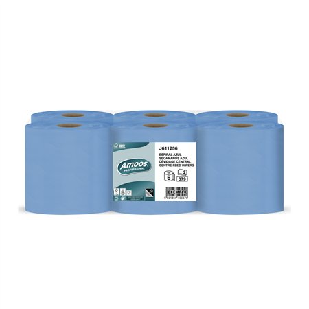 Rolo Espiral 125mx19,2cm 2Fls 36g AMOOS Picotado Azul 6un
