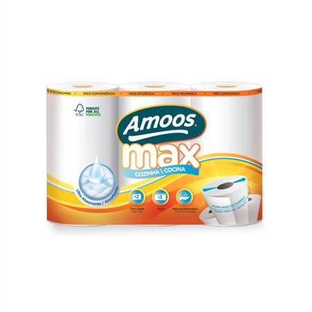 Rolo Cozinha 21,6mx22,4cm 41g 2Fls AMOOS Picotado 3un