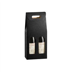 Caixa Cartão 180x090x340mm p/2 Garrafas Preto