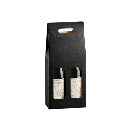 Caixa Cartão 180x090x340mm p/2 Garrafas Preto