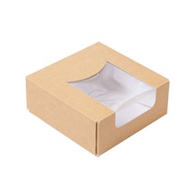 Caixa Cartão Kraft c/Janela Sushi 10x10x4cm 50un