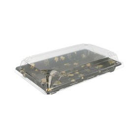 Caixa Plástico Sushi c/ Tampa 17x12,3x4,5cm Preto 50un