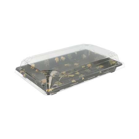 Caixa Plástico Sushi c/ Tampa 17x12,3x4,5cm Preto 50un
