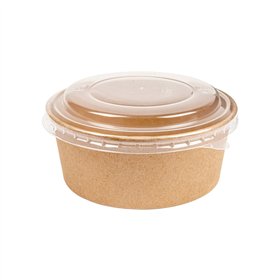 Saladeiras 750ml Cartão Redondo Cor Kraft com Tampa PET 25un