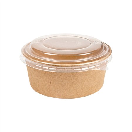 Saladeiras 750ml Cartão Redondo Cor Kraft com Tampa PET 25un