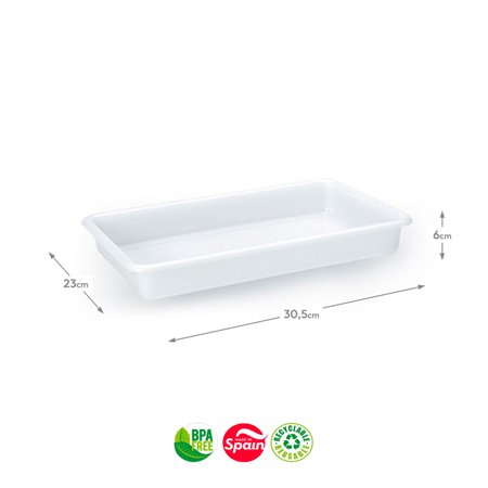 Tabuleiro Hotelaria 30,5x23x6cm 2,5L Branco