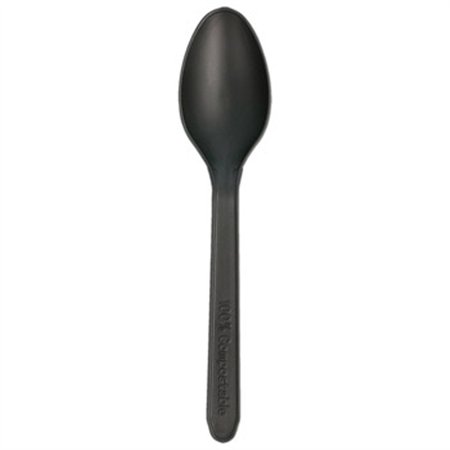 Colheres Sobremesa C-PLA Reutilizáveis 12,5cm Preto 100un